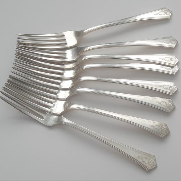 Oxford Silverplate Aurora Pattern 1930s Art Deco Flatware Oneida 28 Pieces - Picture 11 of 16